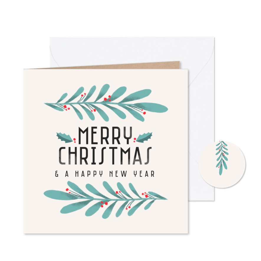 Kerstkaart elegant kersttak - Kaartimpressie