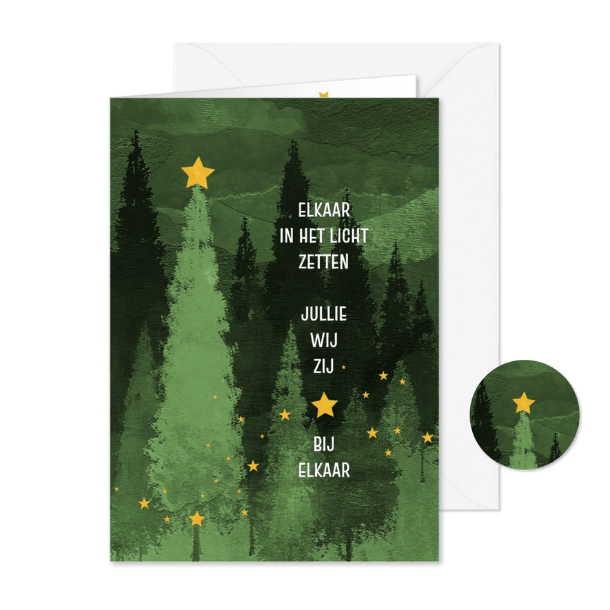 Kerstkaart elkaar in het licht zetten - Kaartimpressie