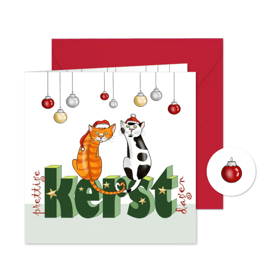 Kerstkaart en twee kerstkatten - Kaartimpressie