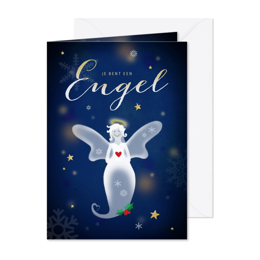 Kerstkaart engel bedankt - Kaartimpressie