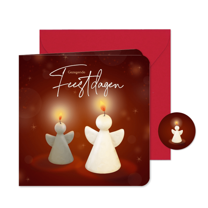 Kerstkaart engel kaarsen - Kaartimpressie