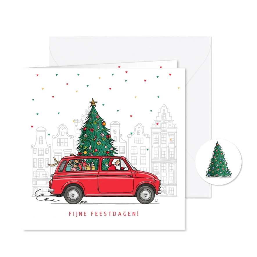 Kerstkaart fiat 500 giardiniera - Kaartimpressie