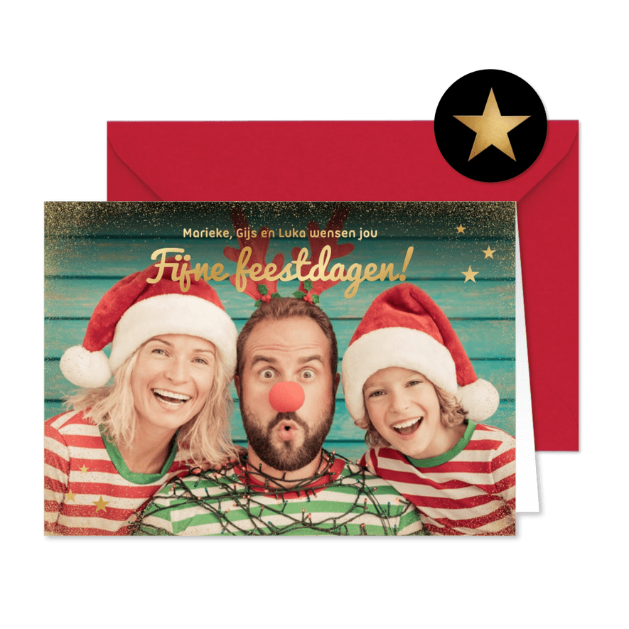 Kerstkaart fijne feestdagen eigen foto - Kaartimpressie