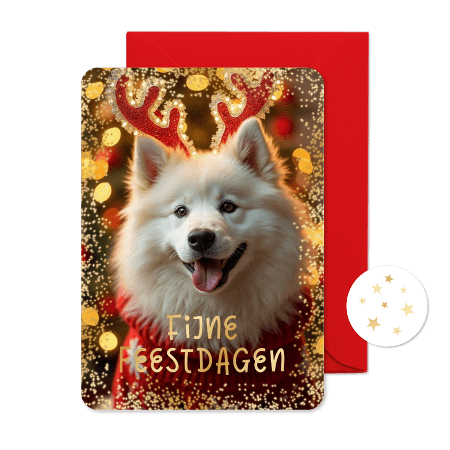 Kerstkaart fijne feestdagen foto goud sprankelend foto - Kaartimpressie