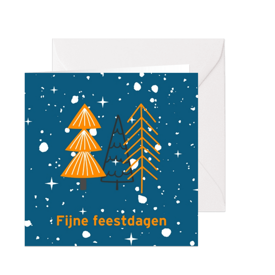 Kerstkaart fijne feestdagen kaart met kerstbomen - Kaartimpressie