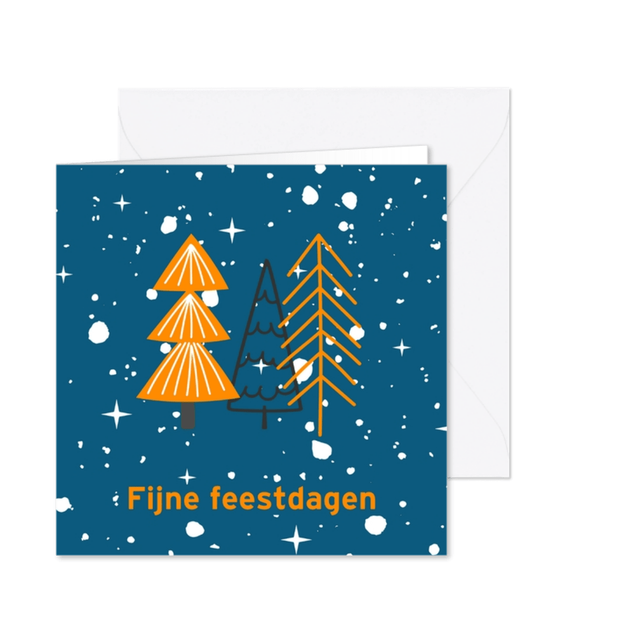 Kerstkaart fijne feestdagen kaart met kerstbomen - Kaartimpressie
