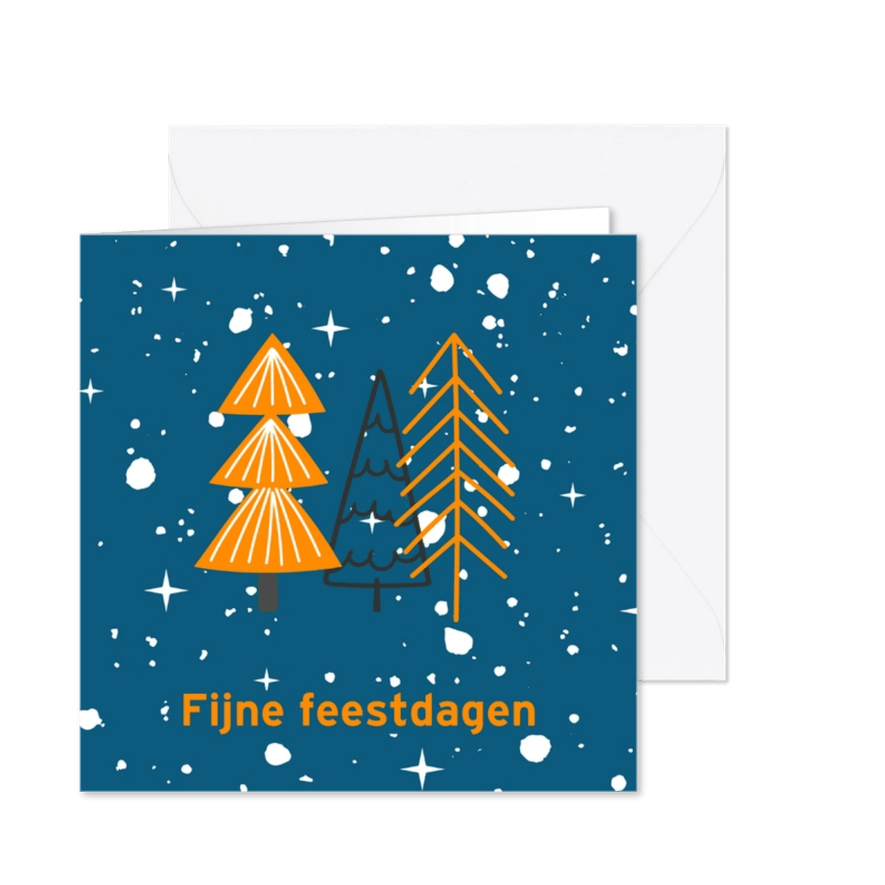 Kerstkaart fijne feestdagen kaart met kerstbomen - Kaartimpressie