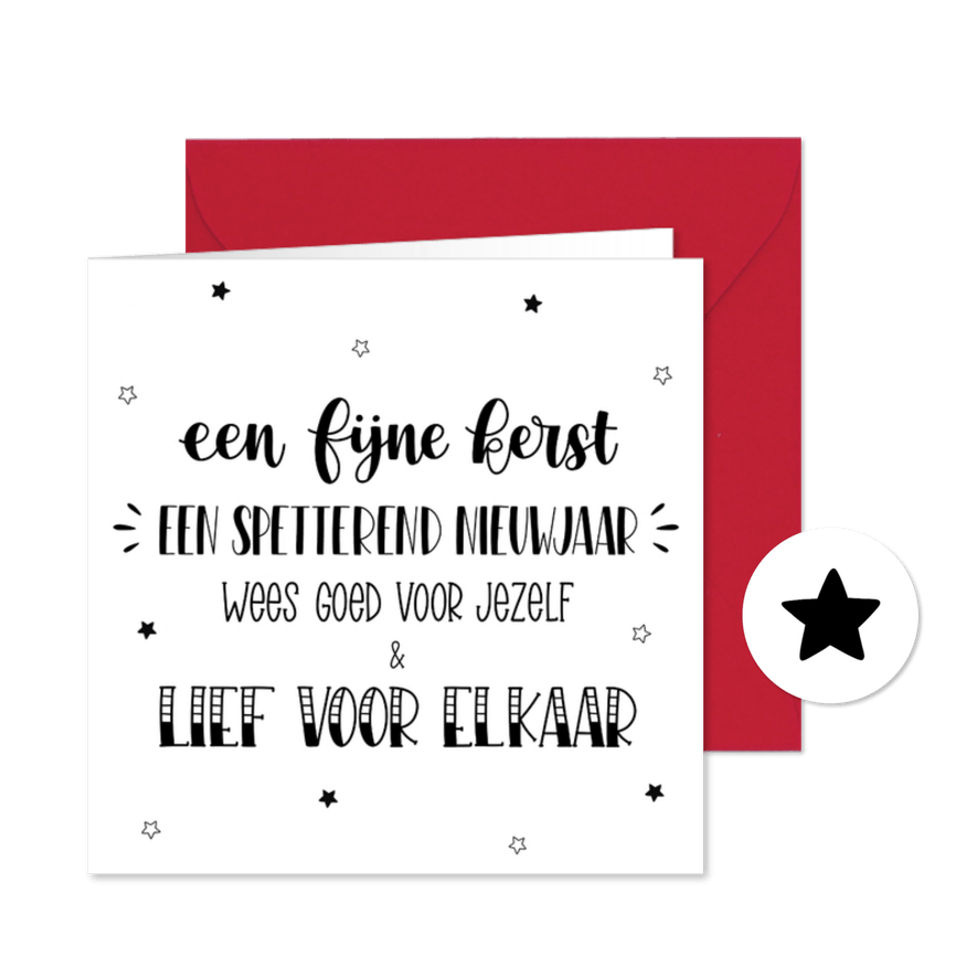 Kerstkaart fijne kerst & spetterend nieuwjaar - Kaartimpressie