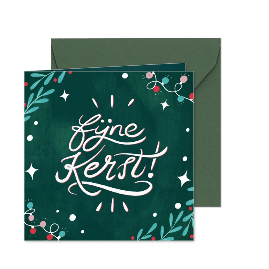Kerstkaart fijne kerst handlettering - Kaartimpressie