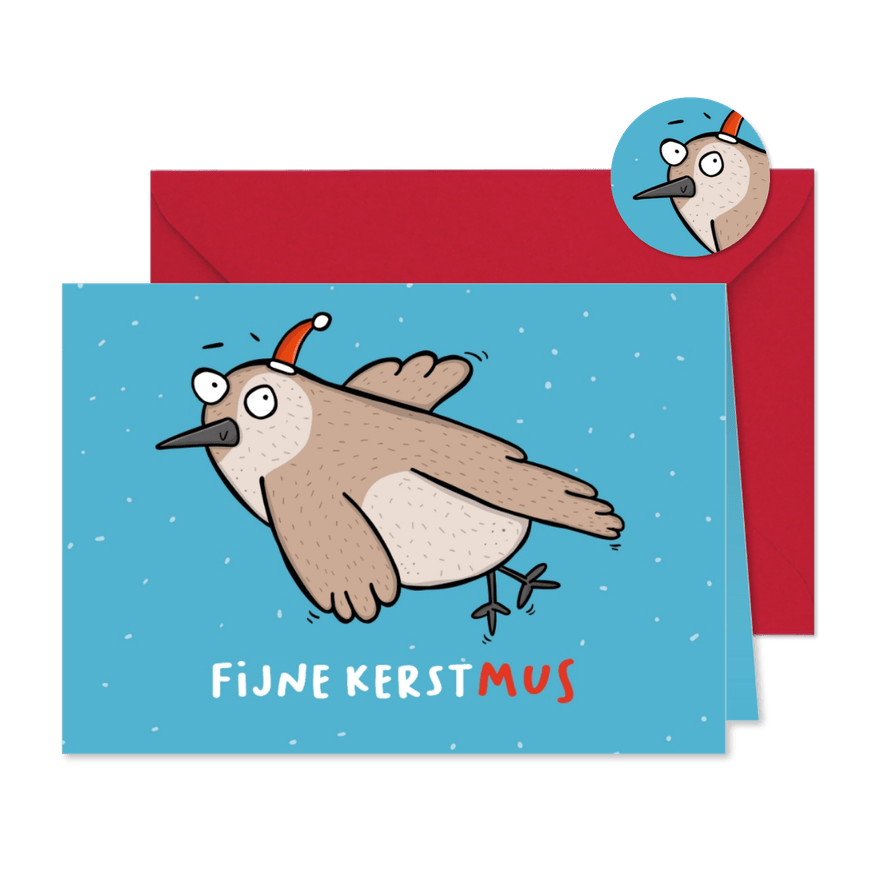 Kerstkaart fijne kerstmus gewenst  - Kaartimpressie