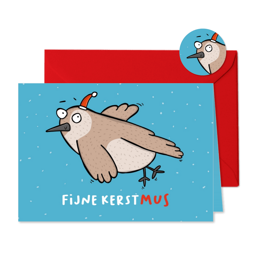 Kerstkaart fijne kerstmus gewenst  - Kaartimpressie