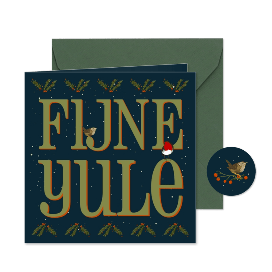 Kerstkaart Fijne Yule - Kaartimpressie