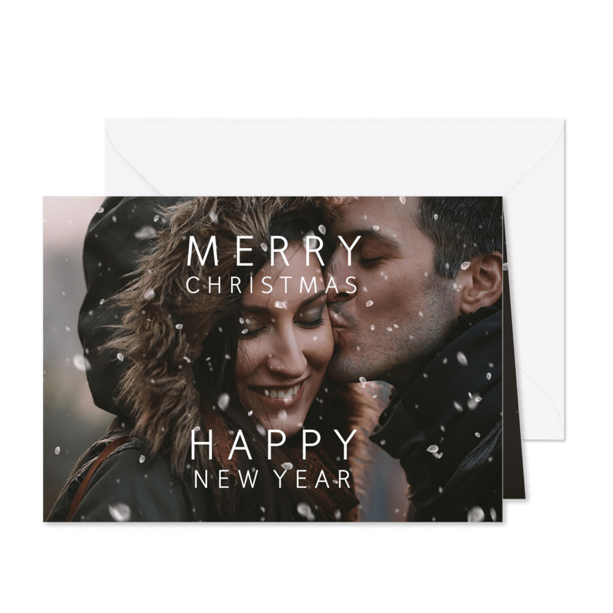 Kerstkaart foto-effect sneeuw op foto - Kaartimpressie