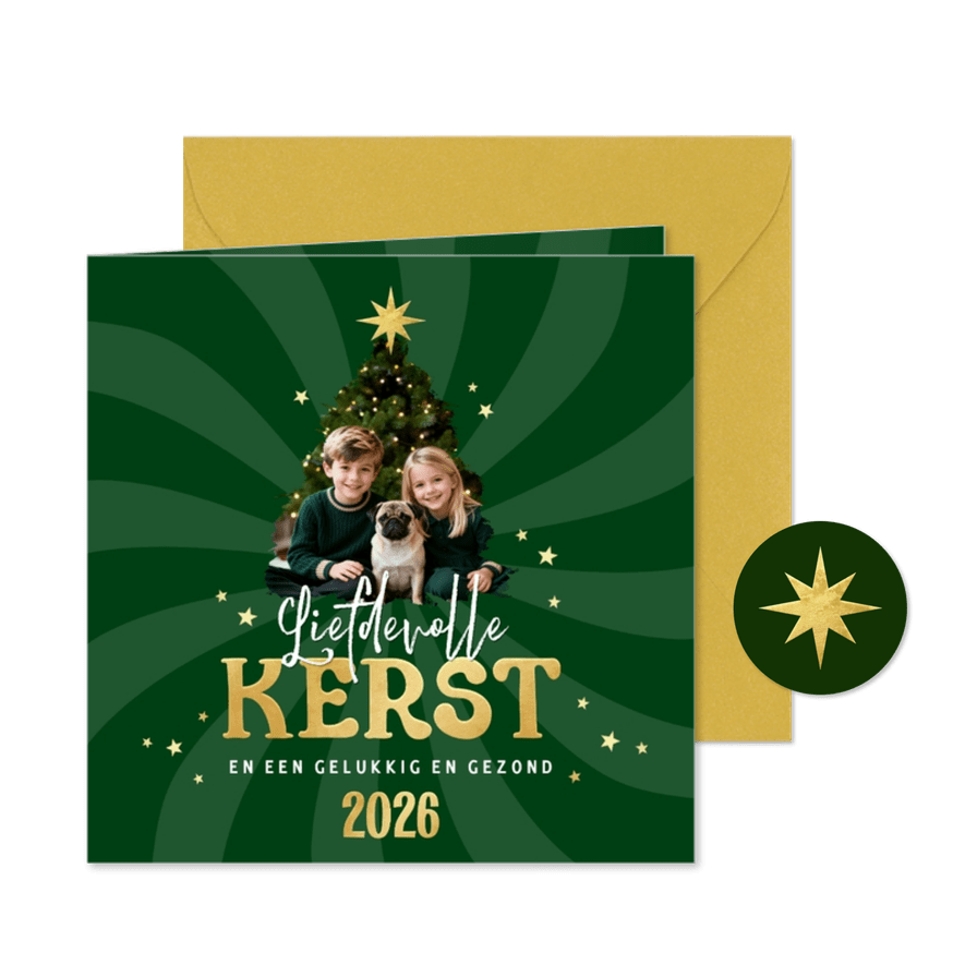 Kerstkaart foto sterren liefdevolle kerst 2026 - Kaartimpressie