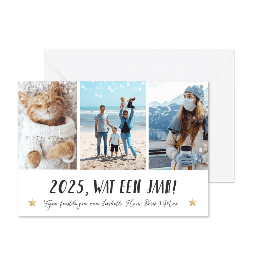 Kerstkaart fotocollage, 2025 wat een jaar! - Kaartimpressie