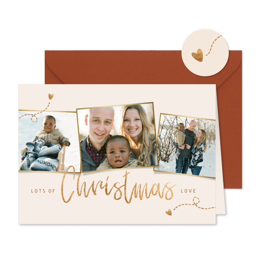 Kerstkaart fotocollage christmas love - Kaartimpressie
