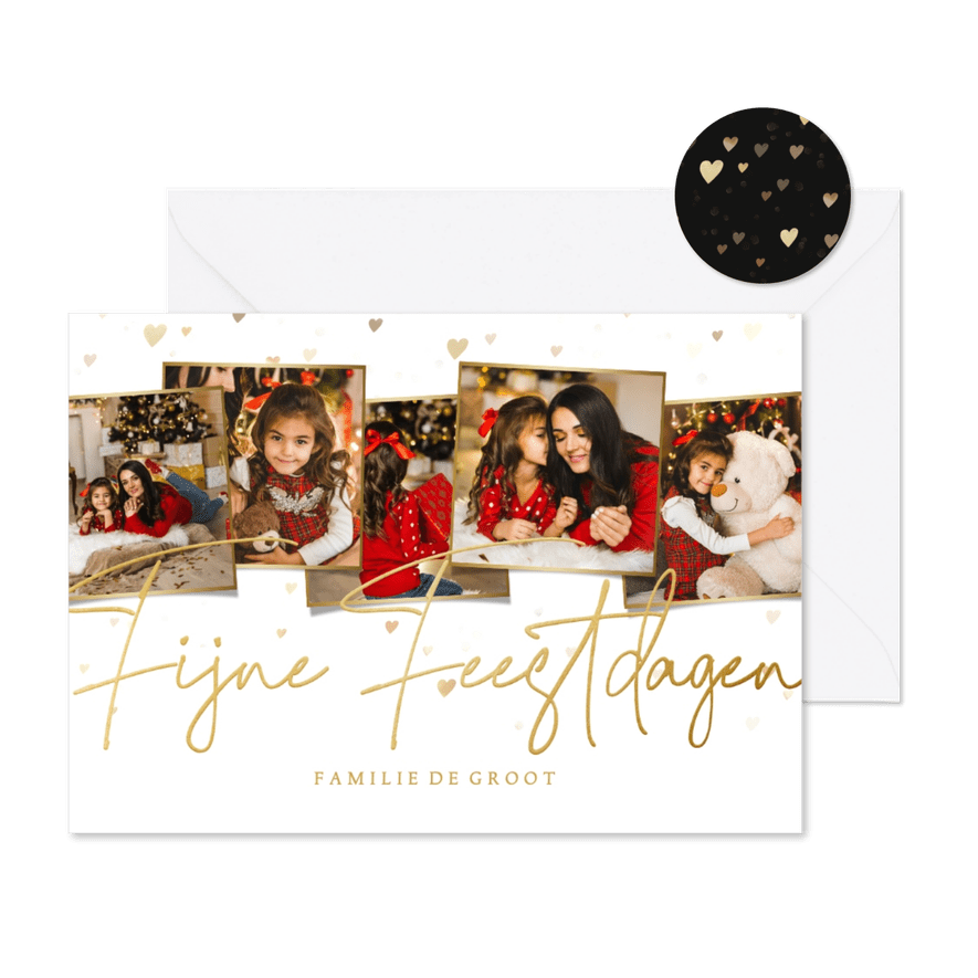 Kerstkaart fotocollage Fijne Feestdagen - Kaartimpressie