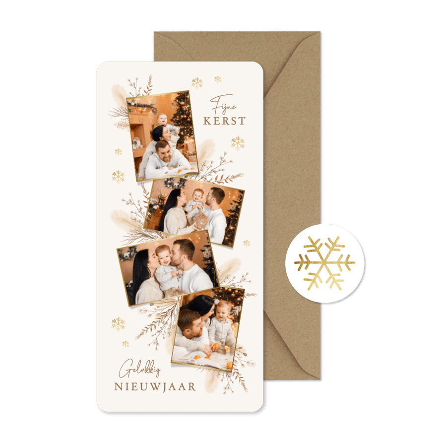 Kerstkaart fotokaart fotocollage stijlvol sneeuwvlokken - Kaartimpressie