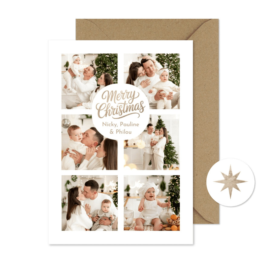 Kerstkaart fotokaart merry christmas fijne feestdagen - Kaartimpressie