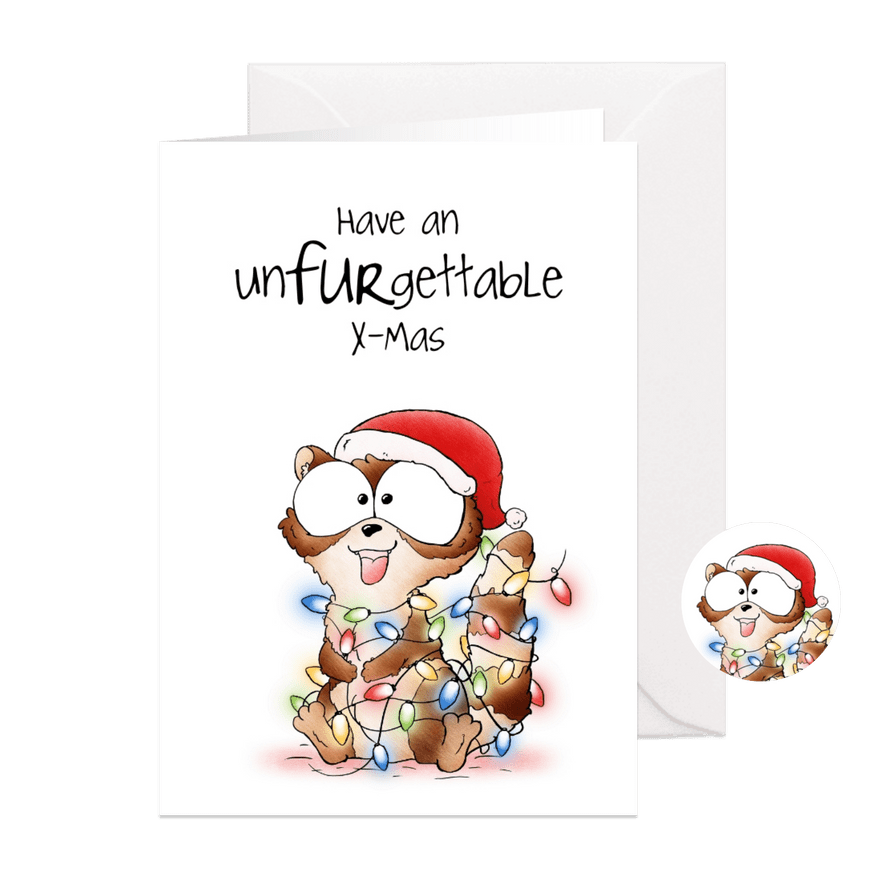 Kerstkaart Fret - Have an unfurgettable Christmas - Kaartimpressie