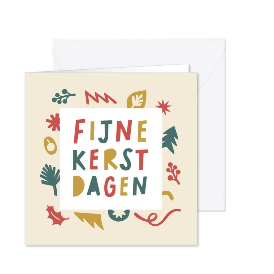 Kerstkaart geknipte vormen rood en groen - Kaartimpressie