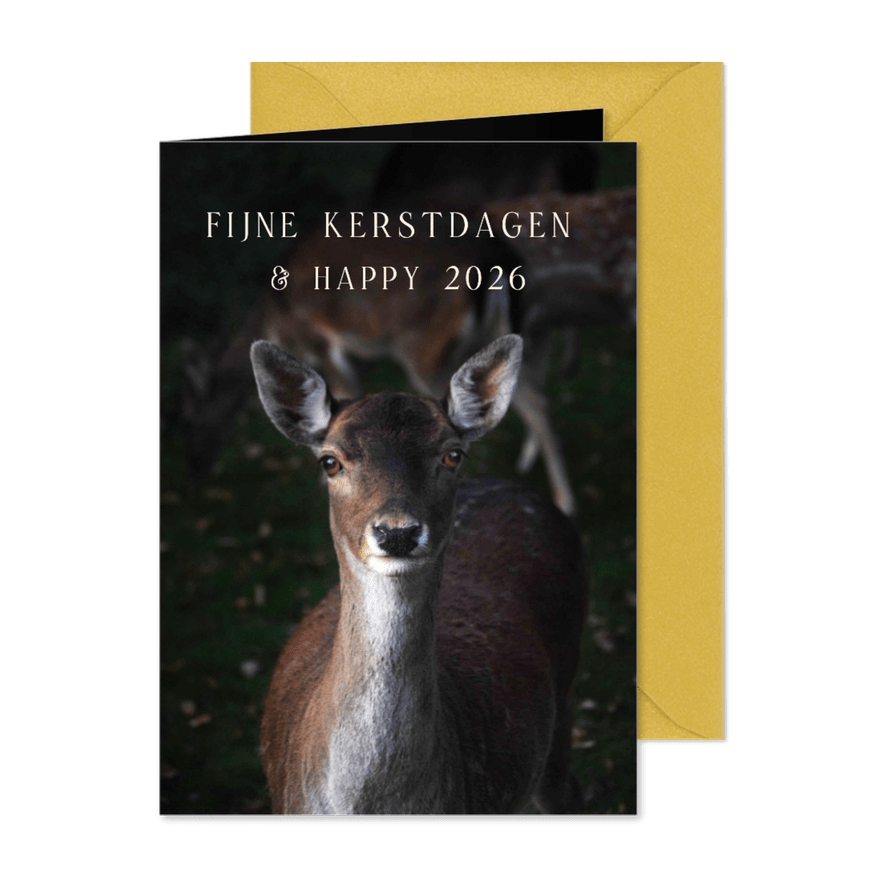 Kerstkaart gelukkige kerst hert - Kaartimpressie