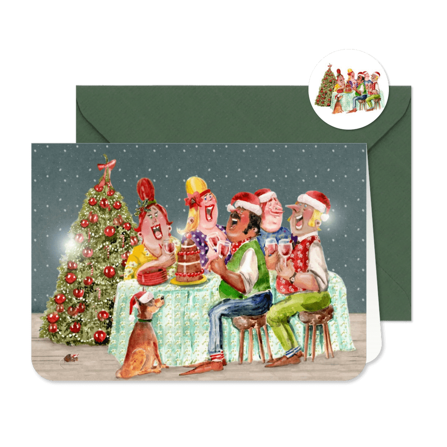 Kerstkaart gezellig kerstdiner - Kaartimpressie