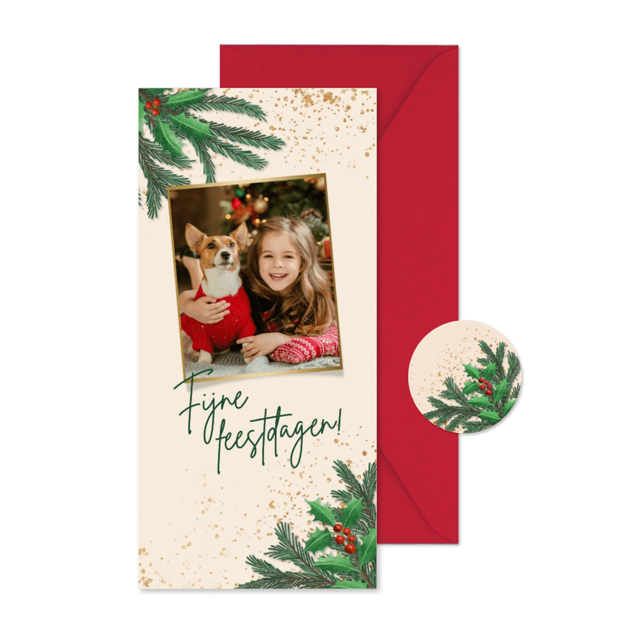 Kerstkaart gezellige kerstdecoratie en foto - Kaartimpressie