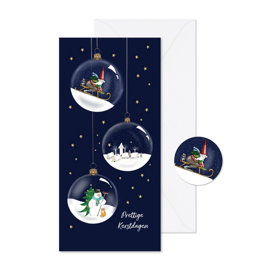 Kerstkaart - glazen kerstballen - Kaartimpressie