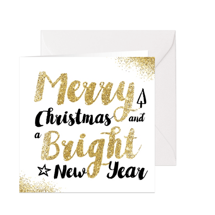 Kerstkaart glitter typografie - Kaartimpressie