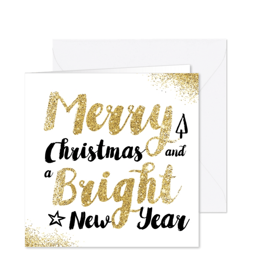 Kerstkaart glitter typografie - Kaartimpressie