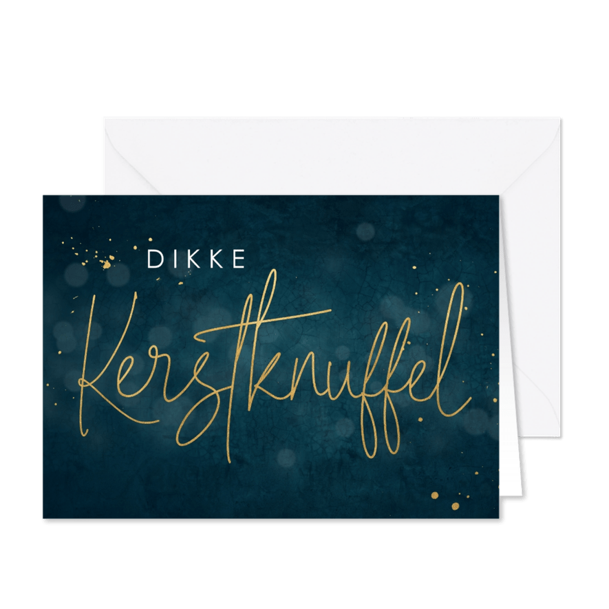 Kerstkaart gouden kerstknuffel - Kaartimpressie