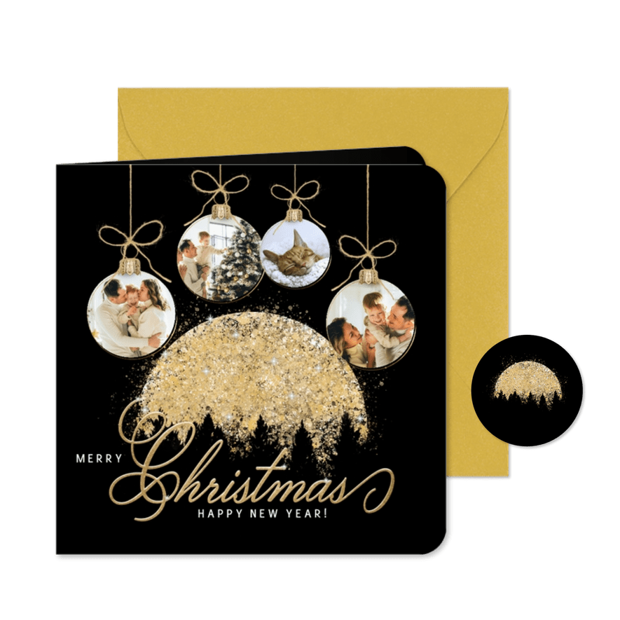 Kerstkaart gouden maan 4 foto's - Kaartimpressie