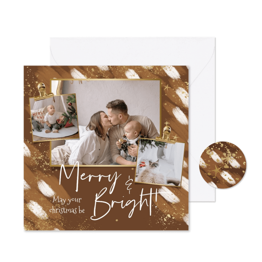 Kerstkaart goudlook sterren abstract hertenvacht spetters - Kaartimpressie