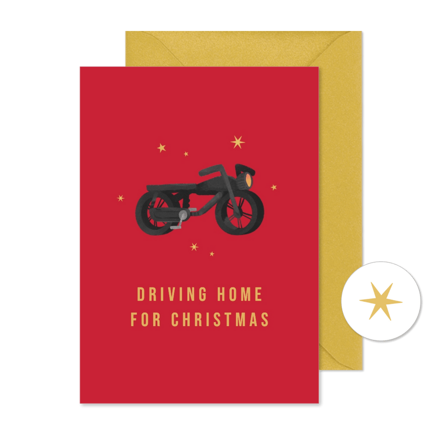 Kerstkaart grappig fatbike driving home for christmas - Kaartimpressie