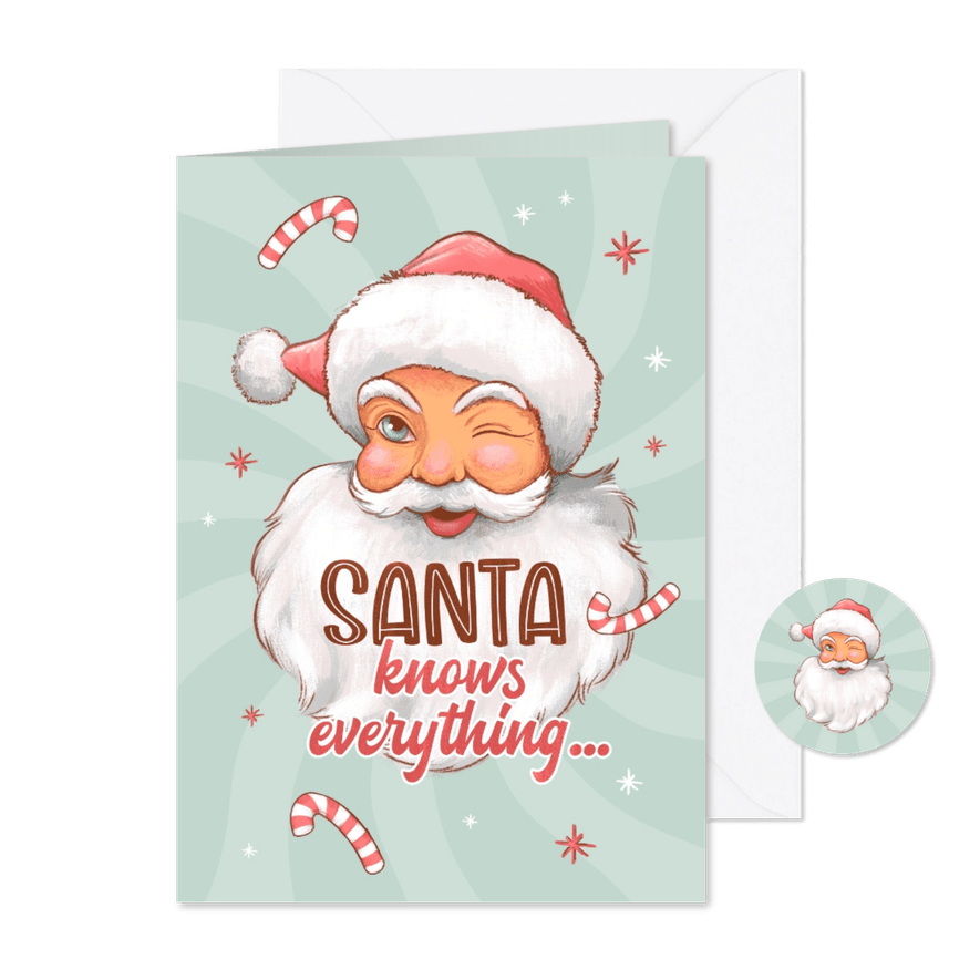 Kerstkaart grappig ondeugend kerstman retro humor - Kaartimpressie
