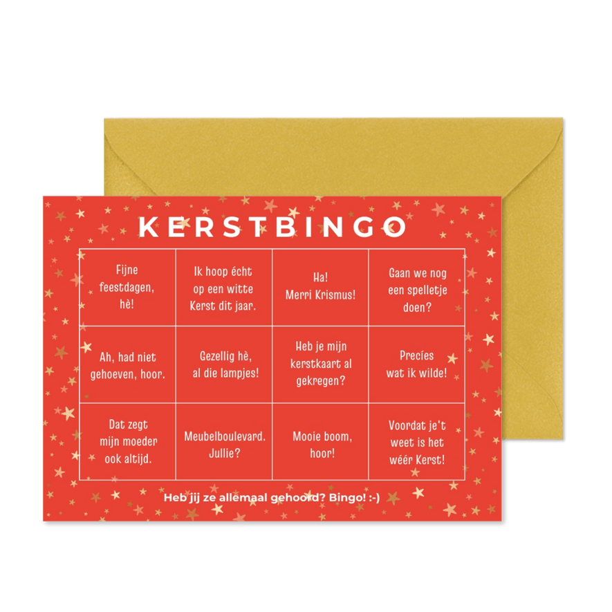 Kerstkaart grappige kerstbingo - Kaartimpressie