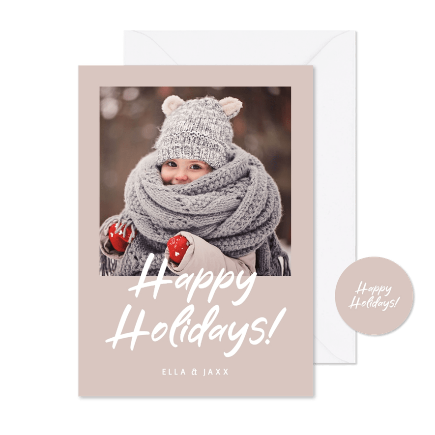 Kerstkaart Happy Holidays met foto aanpasbaar - Kaartimpressie