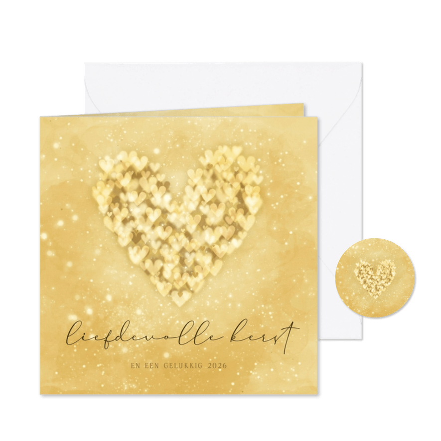 Kerstkaart hart liefdevolle kerst sprankelend - Kaartimpressie