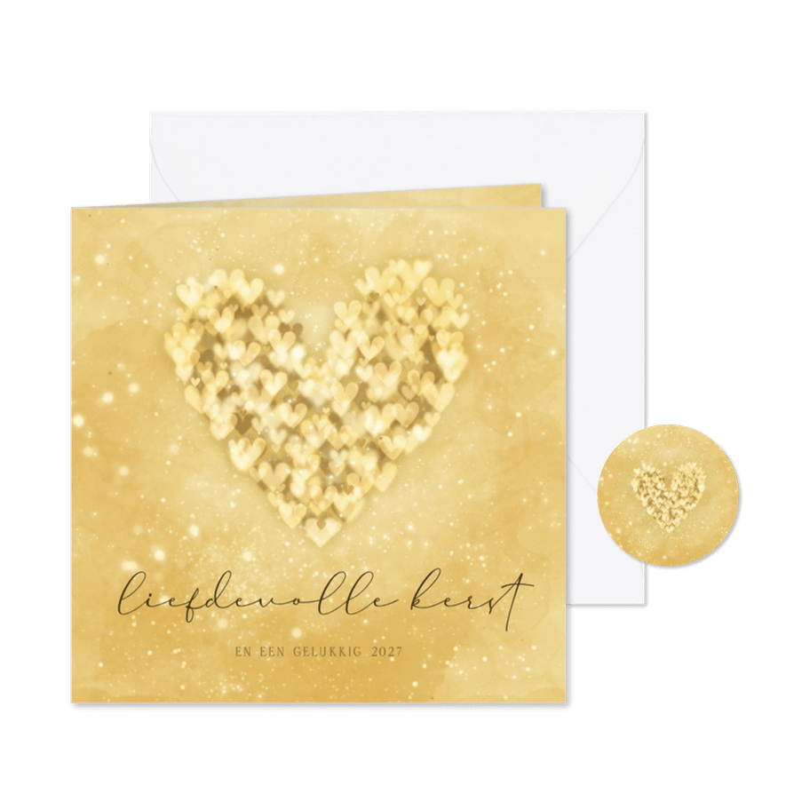 Kerstkaart hart liefdevolle kerst sprankelend - Kaartimpressie