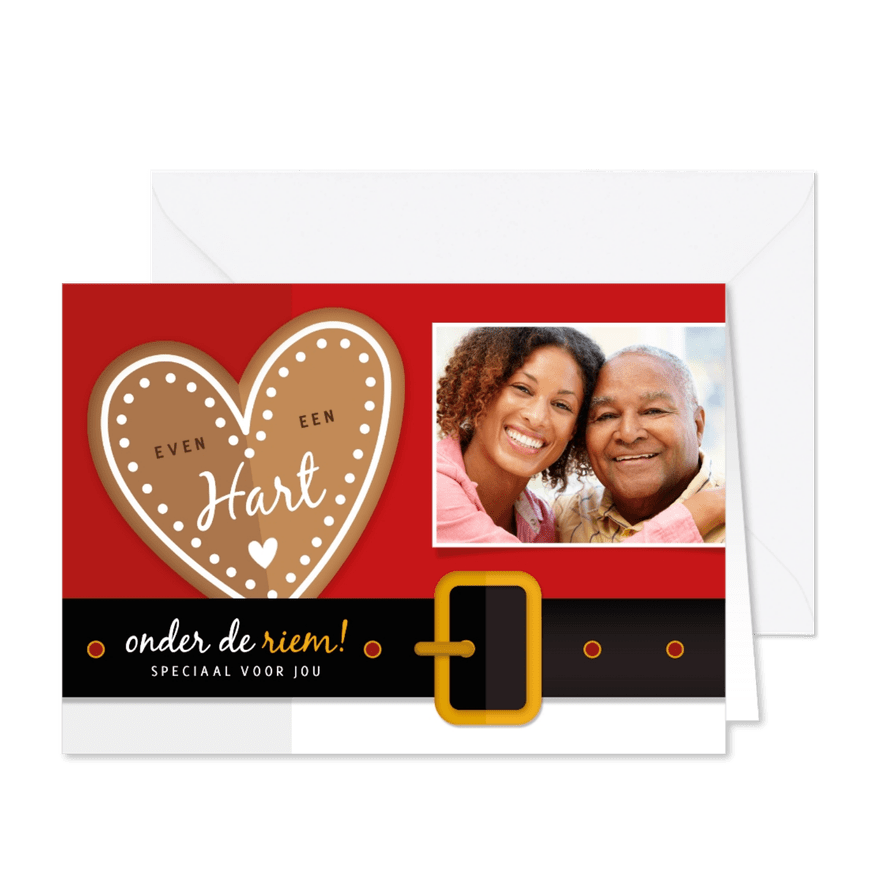 Kerstkaart - hart onder de riem kerstman met foto - Kaartimpressie