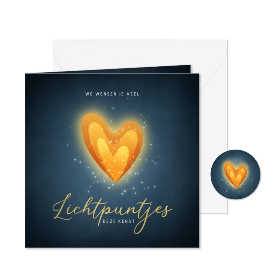 Kerstkaart hartjes vlammetje, Lichtpuntjes voor deze kerst - Kaartimpressie