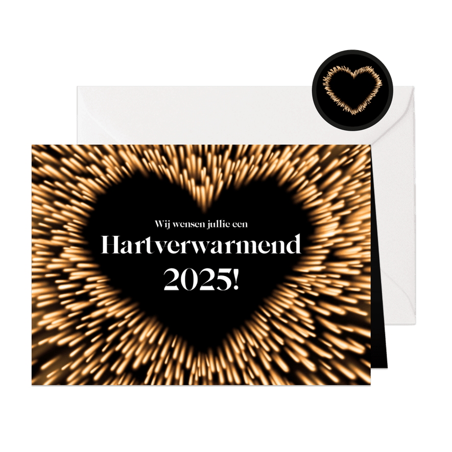 Kerstkaart hartverwarmend 2025 hart - Kaartimpressie