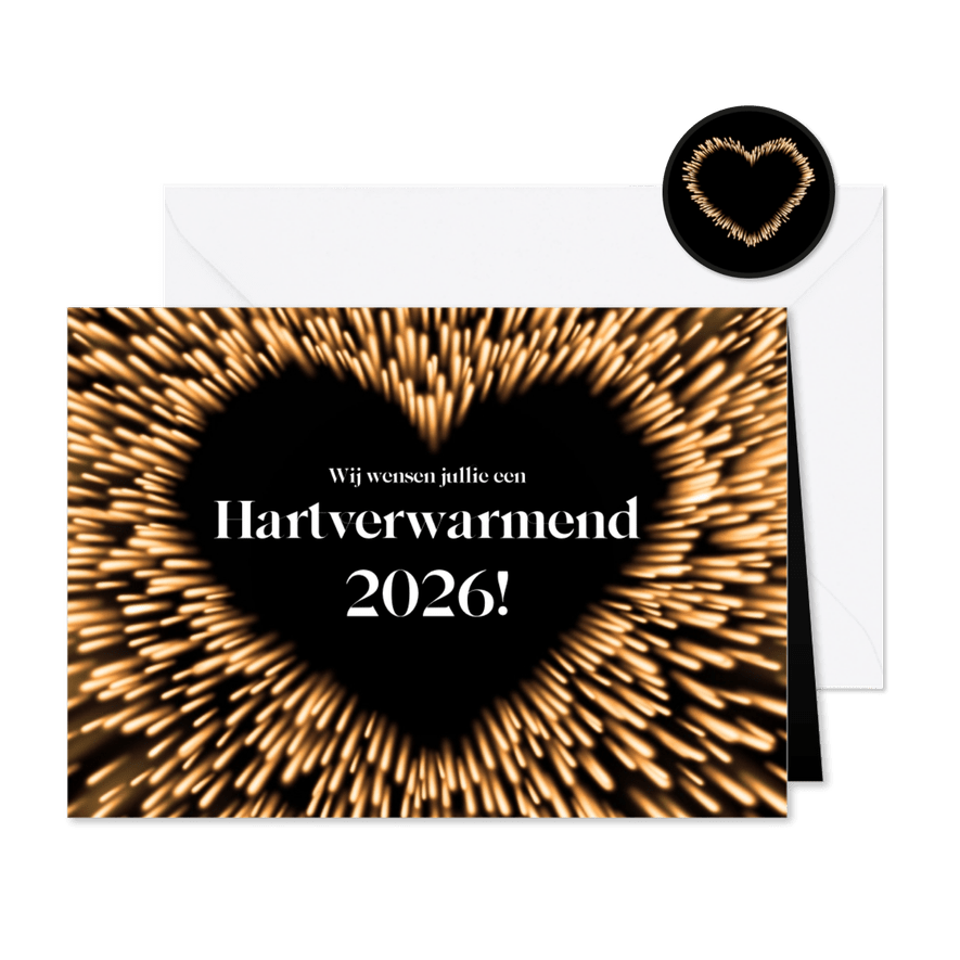 Kerstkaart hartverwarmend 2026 hart - Kaartimpressie