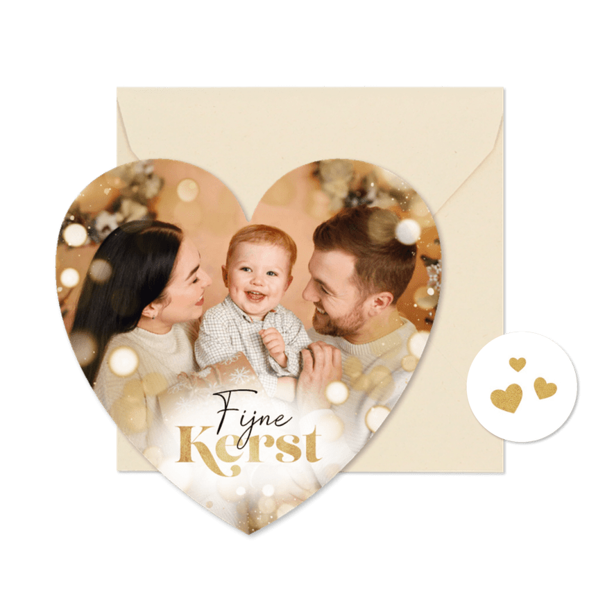 Kerstkaart hartvorm foto lichteffecten bokeh sprankelend - Kaartimpressie