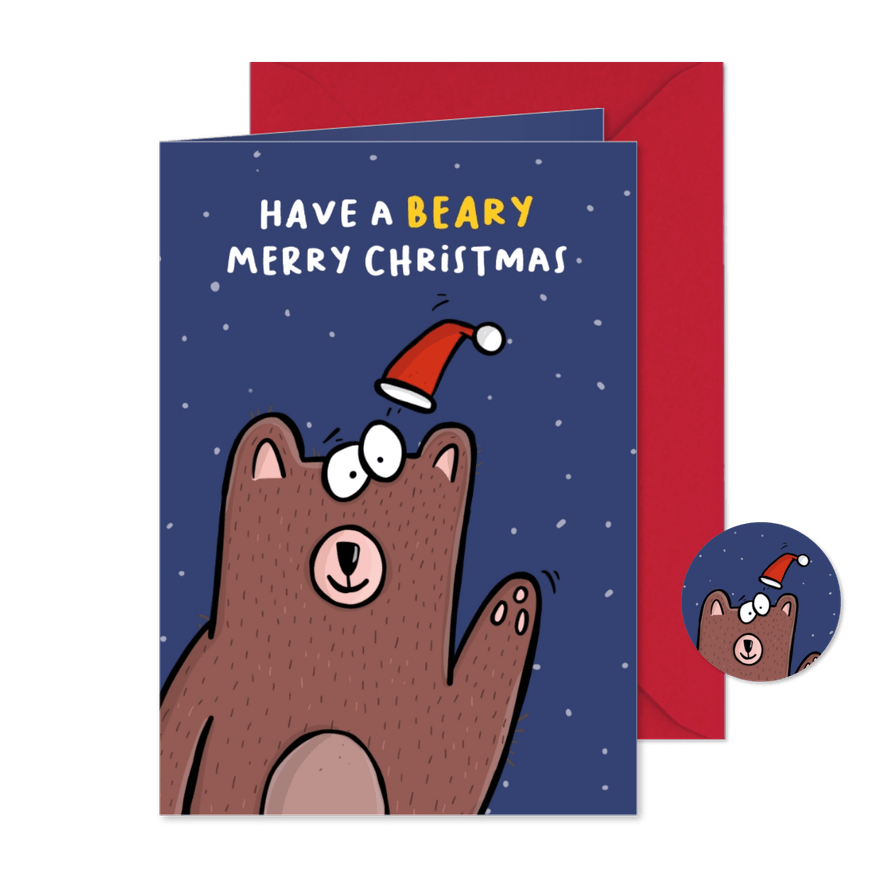 Kerstkaart have a beary merry Christmas beer - Kaartimpressie