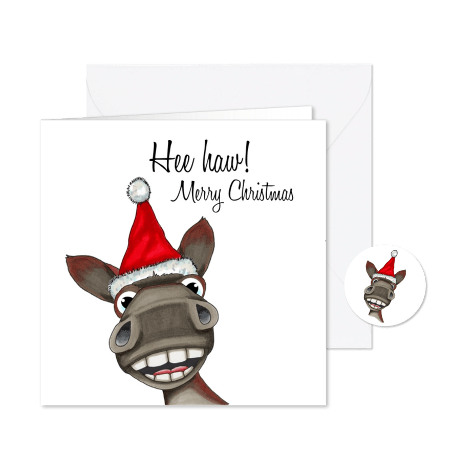 Kerstkaart hee haw ezel - Kaartimpressie
