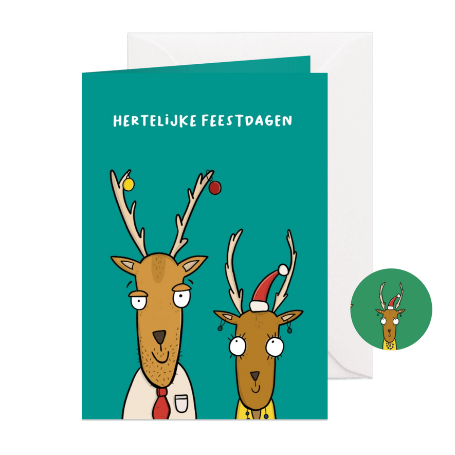 Kerstkaart Hertelijke feestdagen! - Kaartimpressie