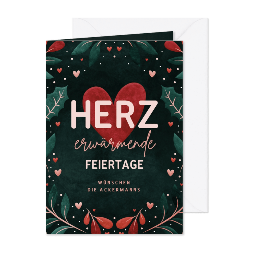 Kerstkaart 'Herzerwärmende Feiertage' - Kaartimpressie