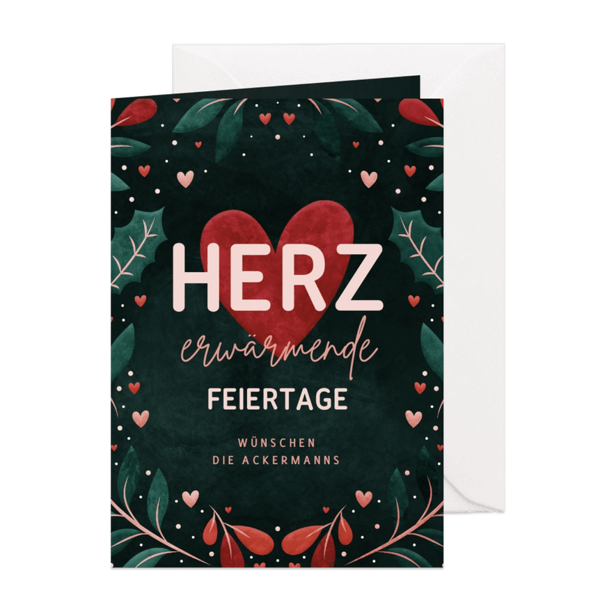 Kerstkaart 'Herzerwärmende Feiertage' - Kaartimpressie